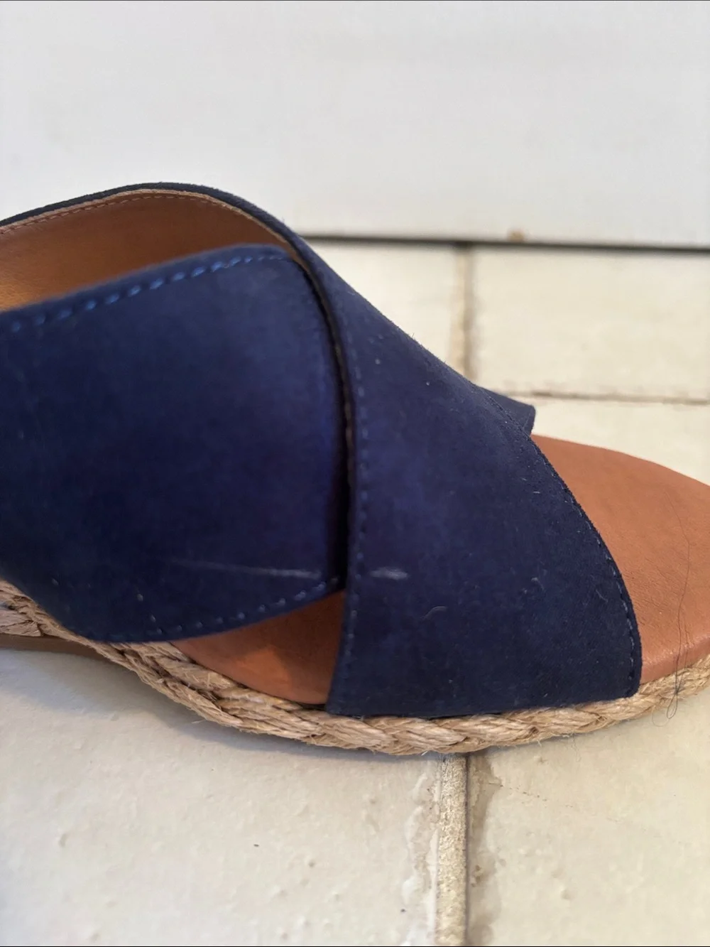 Tommy Bahama Navy Suede Wedge Sandals